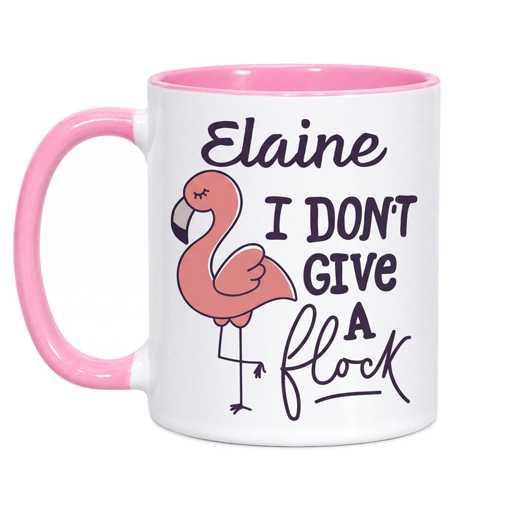 11oz pink inner &amp; handle sublimation mug printed with a flamingo, &
