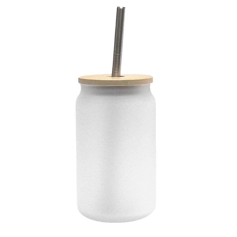 13oz frosted glass tumbler with bamboo lid, blank