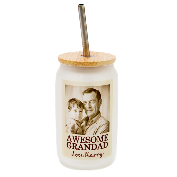 13oz Frosted Glass Tumbler with Bamboo Lid