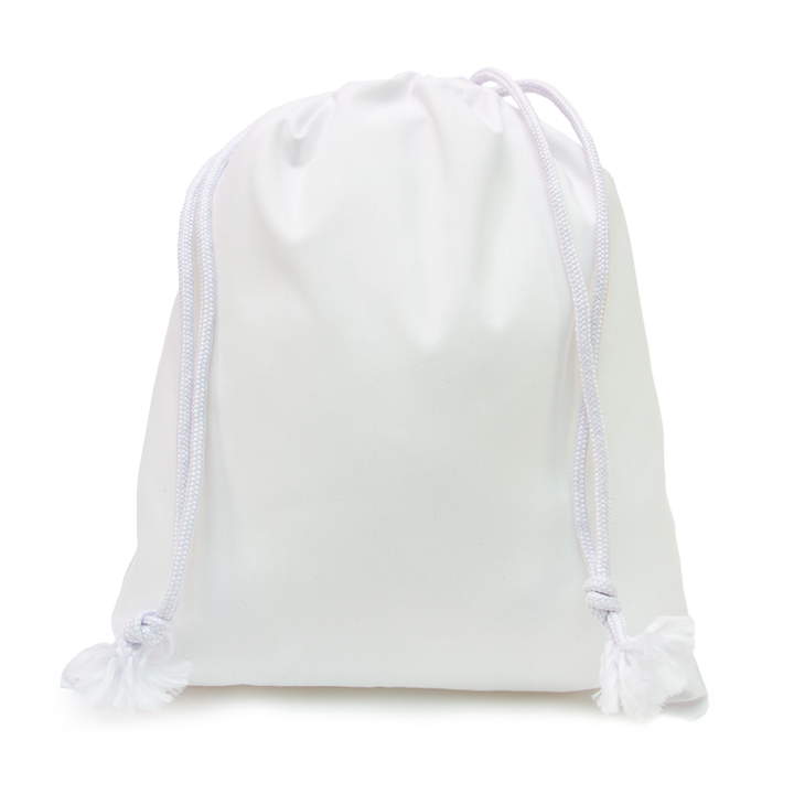 white sublimation polyester sack, sublimation blanks, sublimation sacks, white sublimation sacks, dye sublimation supplies, personalised sacks, personalised bags, dye sublimation