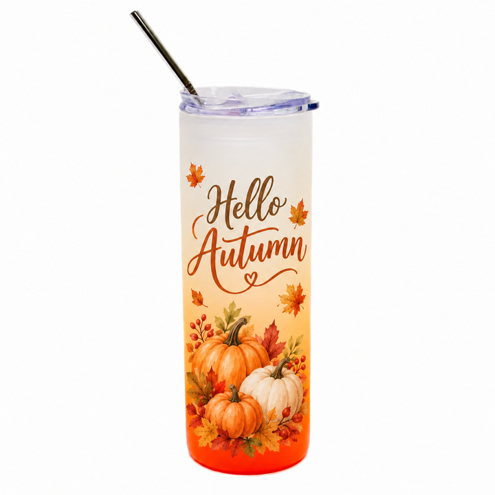Orange Gradient Frosted Skinny Glass Tumbler - 25oz