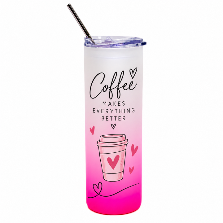 Purple Gradient Frosted Skinny Glass Tumbler - 25oz