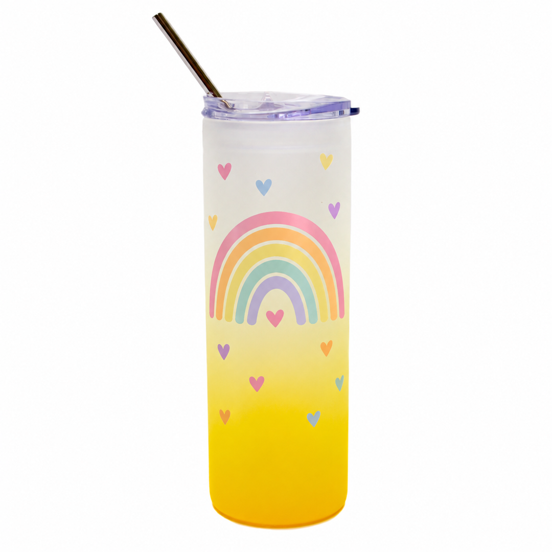 Yellow Gradient Frosted Skinny Glass Tumbler - 25oz