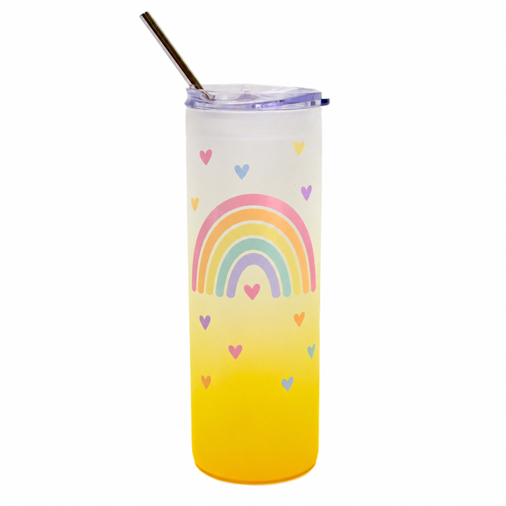 Yellow Gradient Frosted Skinny Glass Tumbler - 25oz