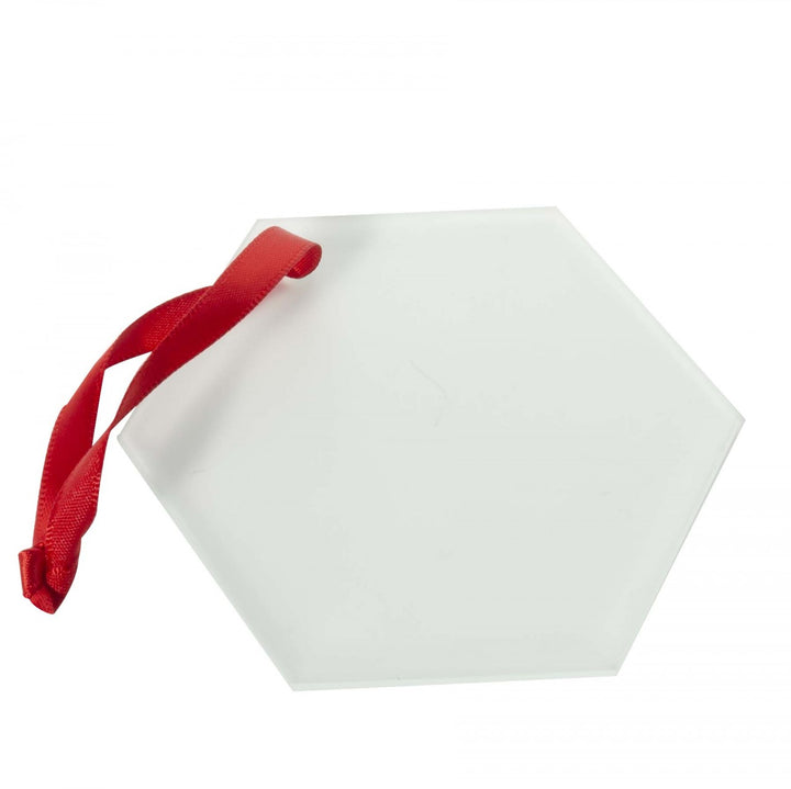 sublimation christmas decoration, hexagonal glass christmas decoration, hexagonal glass sublimation christmas decoration
