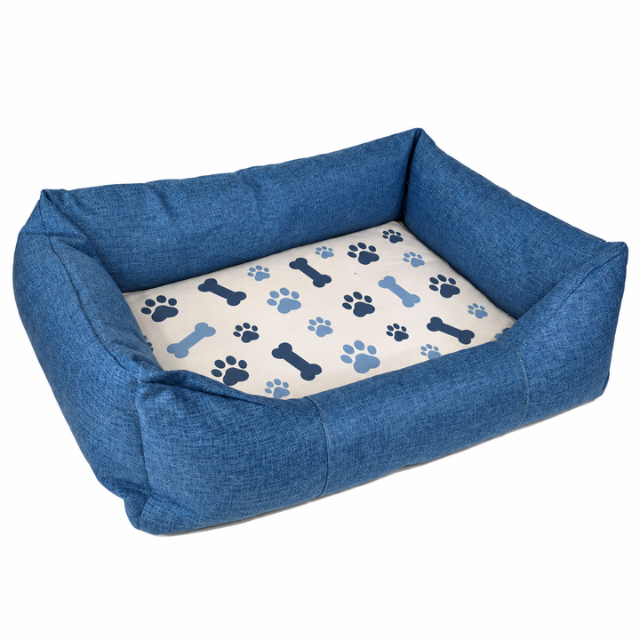 Linen Pet Bed - Small Blue