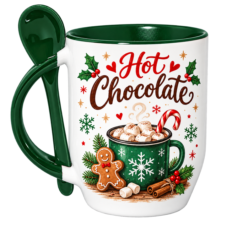 Green Two Tone Sublimation Mug with Spoon