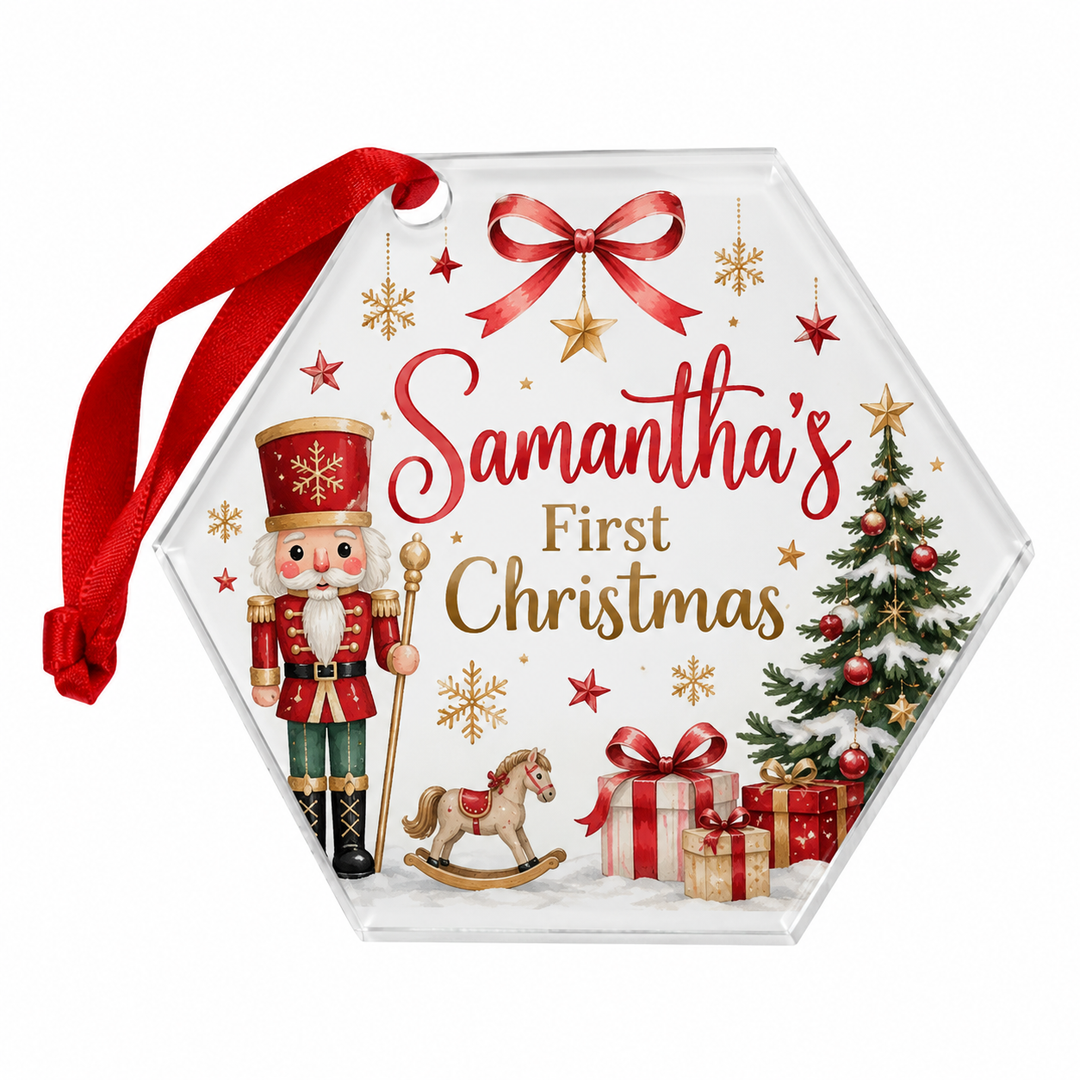 Hexagonal Glass Sublimation Christmas Decoration
