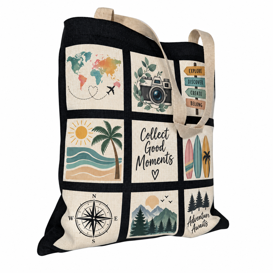 9 Panel Linen Shopping Bag