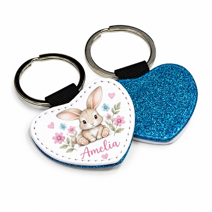 PU Leather Keyring - Blue Heart