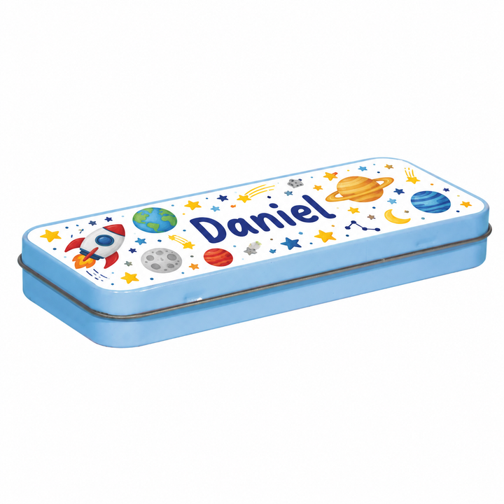 Blue Metal Pencil Tin