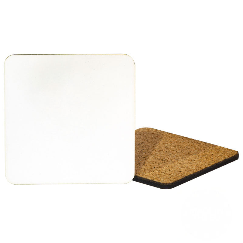 dye sublimation supplies, dye sublimation blanks, square coaster with cork, sublimation coaster, cork backing