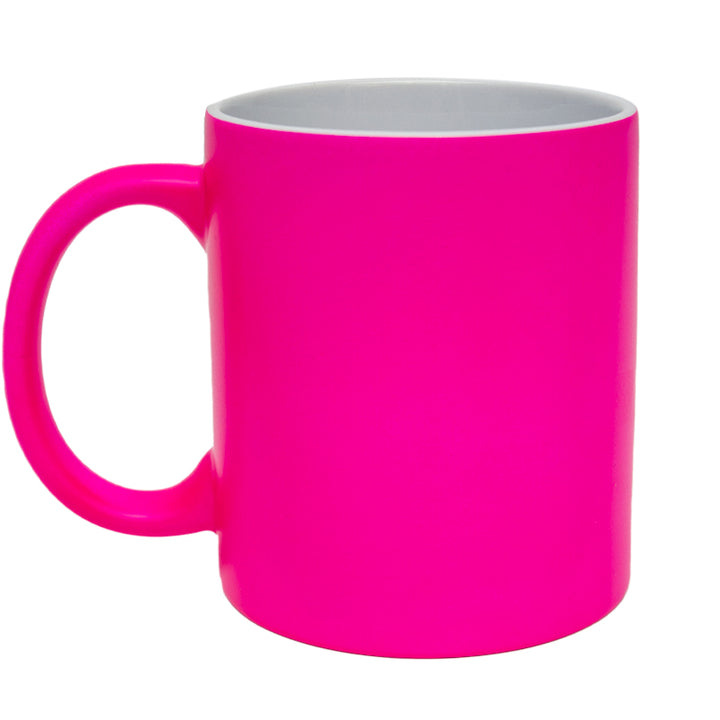 11oz pink sublimation mug, fluorescent pink sublimation mug, full-colour sublimation mugs