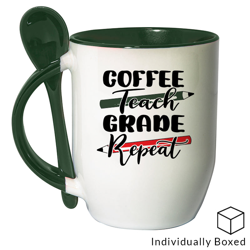 Green Two Tone Sublimation Mug with Spoon