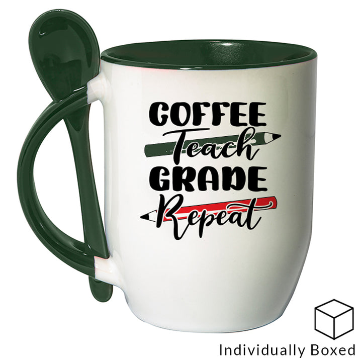 Green Two Tone Sublimation Mug with Spoon