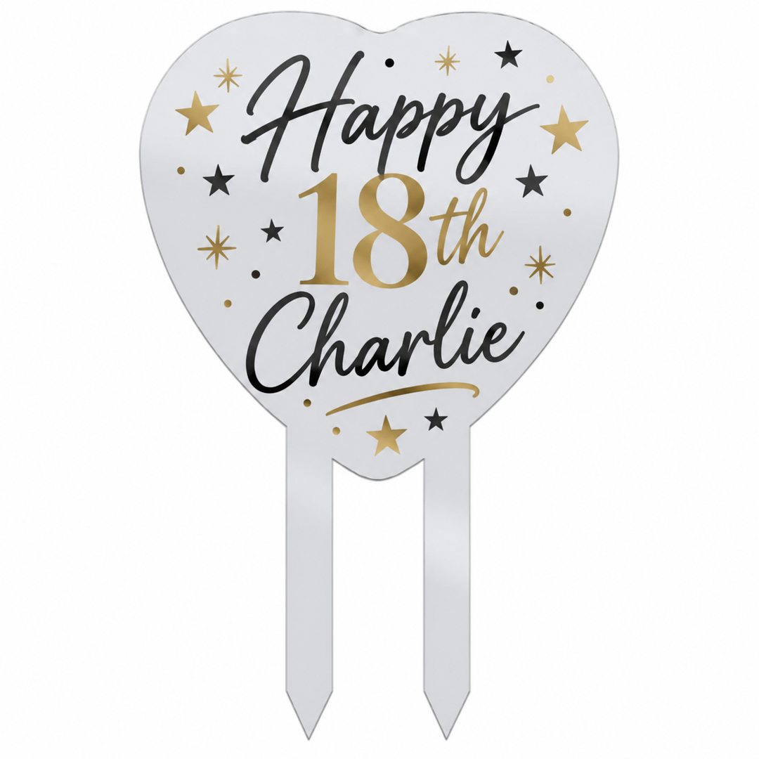 Acrylic Heart Cake Topper (Pack of 5)