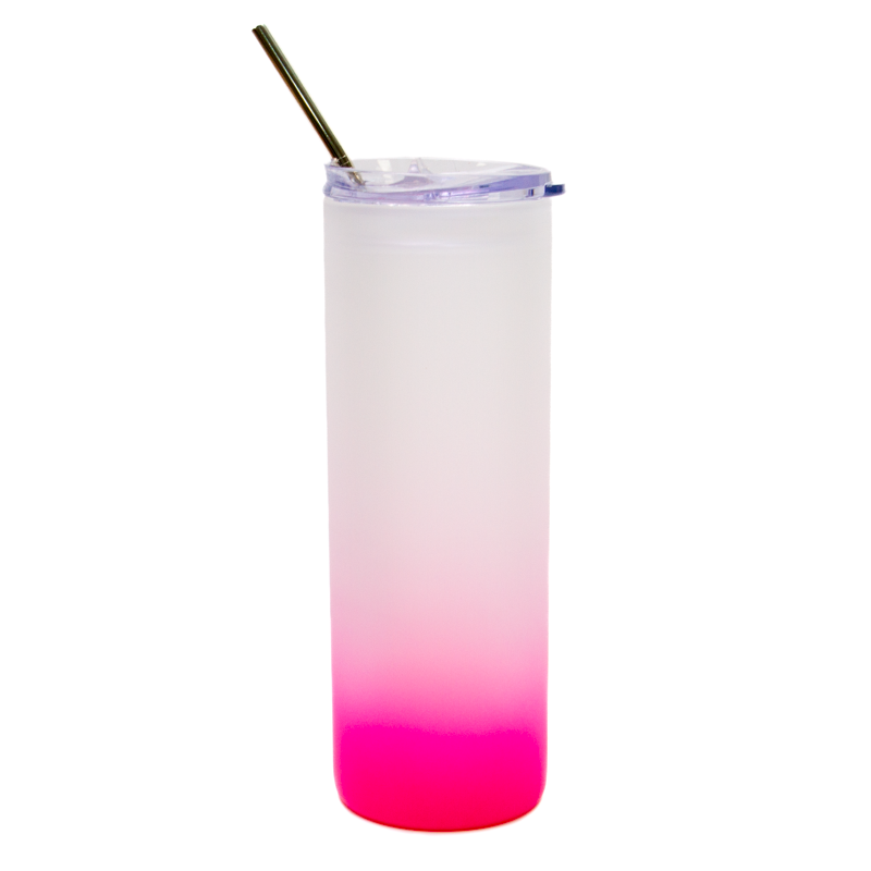 25oz frosted purple glass tumbler, sublimation drinkware, frosted sublimation tumblers, dye sublimation supplies, sublimation tumblers, purple frosted tumbler
