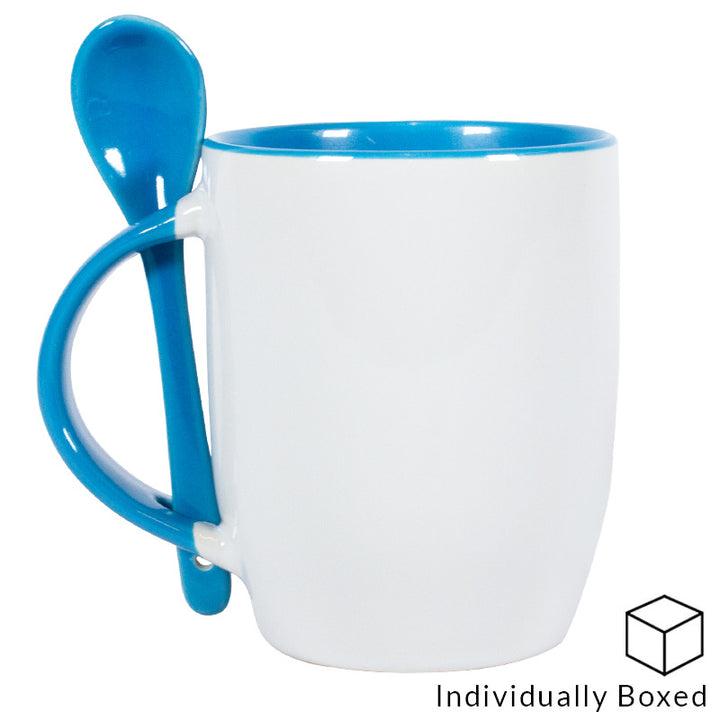 Light Blue Two Tone Sublimation Mug with Spoon