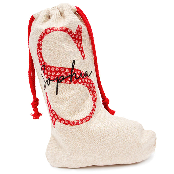 Linen Santa Stocking