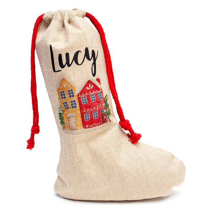 Linen Santa Stocking