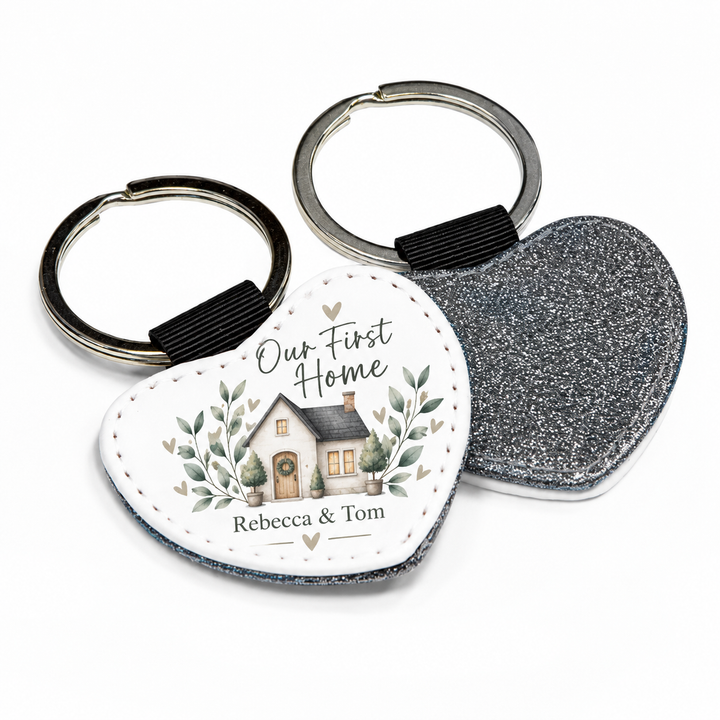 Silver Heart PU Leather Keyring