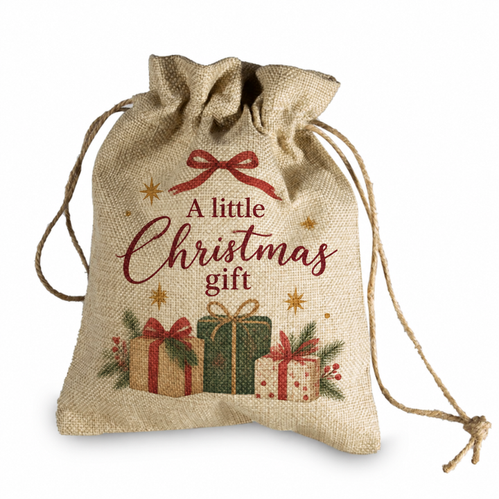 Large Faux Burlap Drawstring Bag