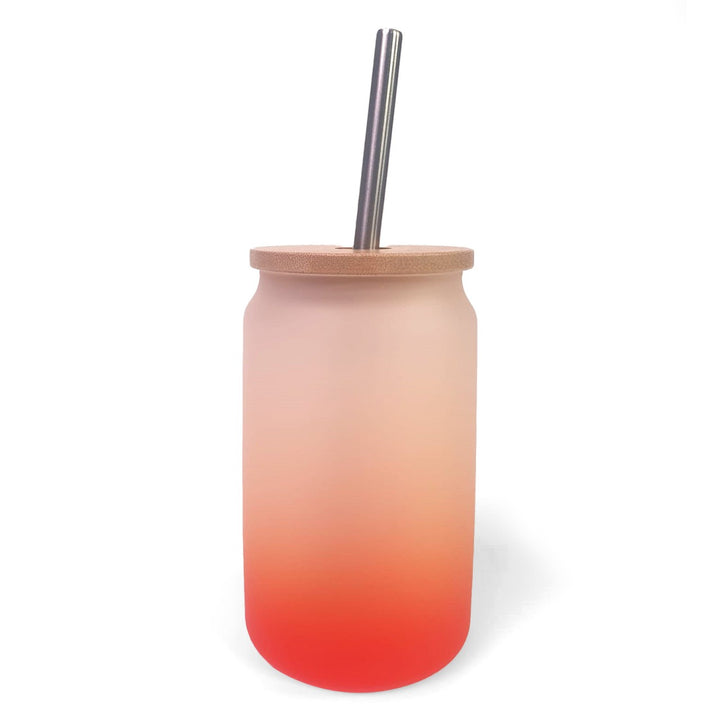dye sublimation supplies, dye sublimation drinkware, 13oz gradient tumblers, gradient red glass tumblers, dye sublimation