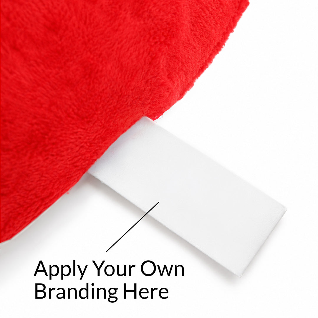 Plain side of the Santa plush toy label, left blank for your own branding
