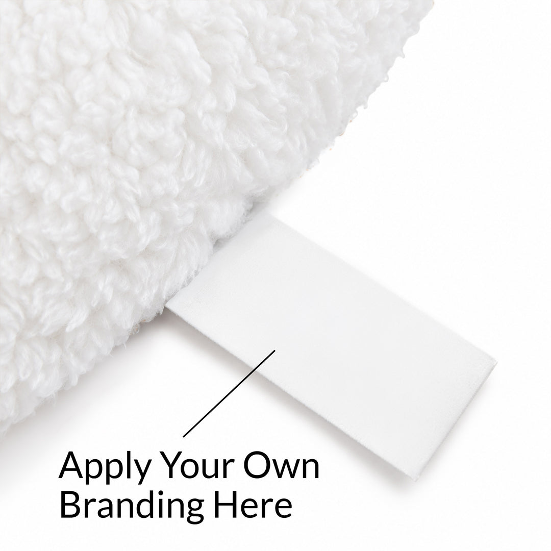 Plain side of the Snowman plush toy label, left blank for your own branding