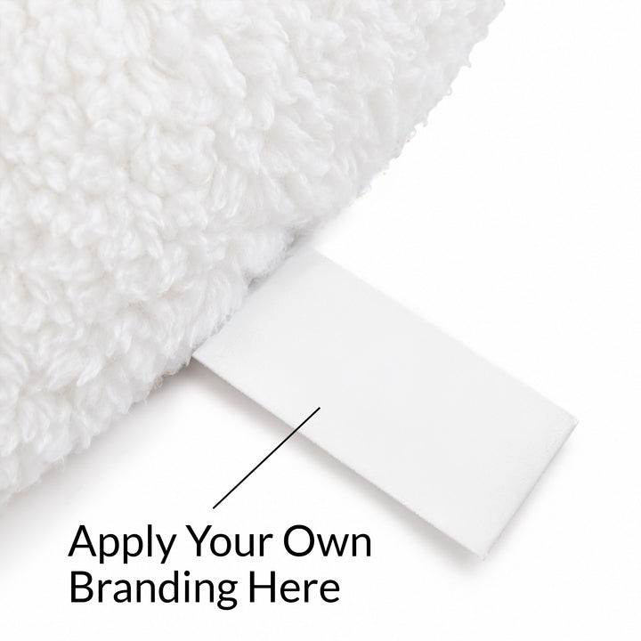 Plain side of the Snowman plush toy label, left blank for your own branding
