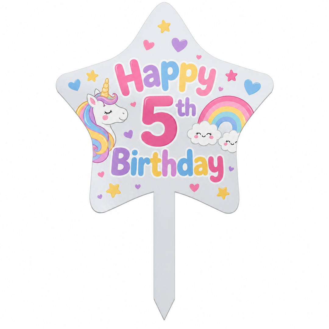 Acrylic Sublimation Star Cake Toppers (Pack of 5)