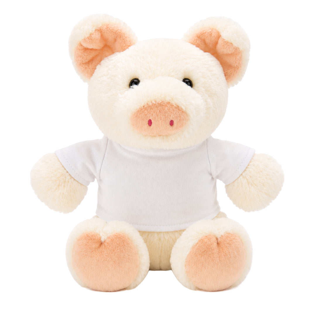 White Pig Plush Toy With Sublimation T-Shirt