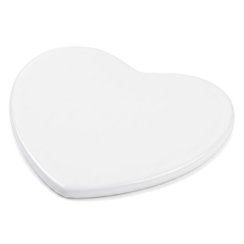 Ceramic heart fridge magnet, blank, gloss finish