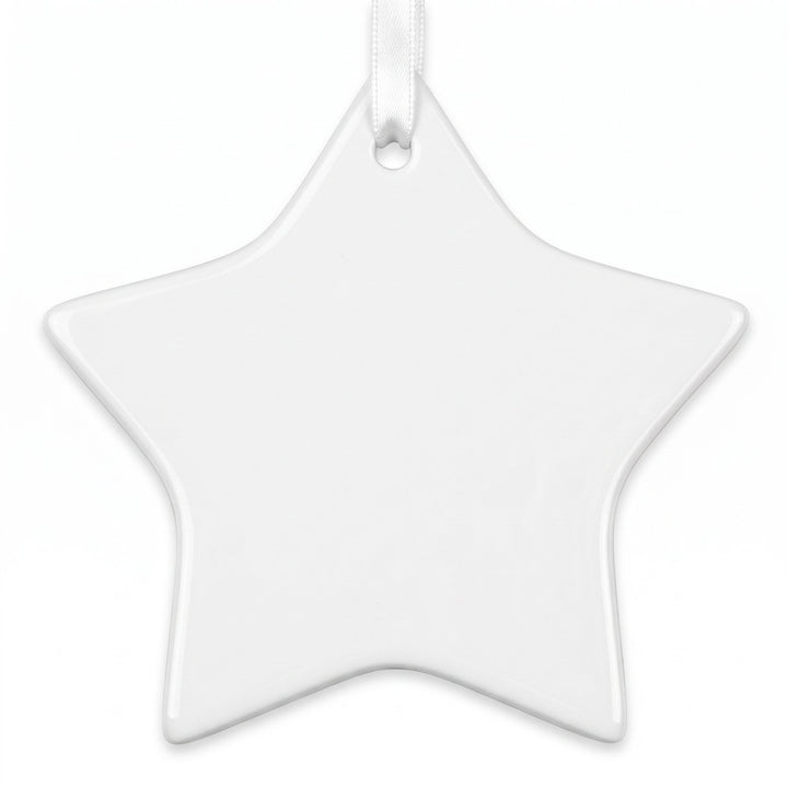 Ceramic star shaped Christmas tree decoration, blank, gloss finish