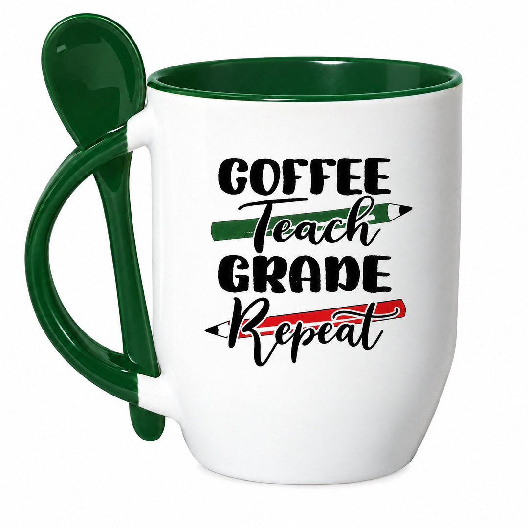 Green two tone sublimation mug with spoon