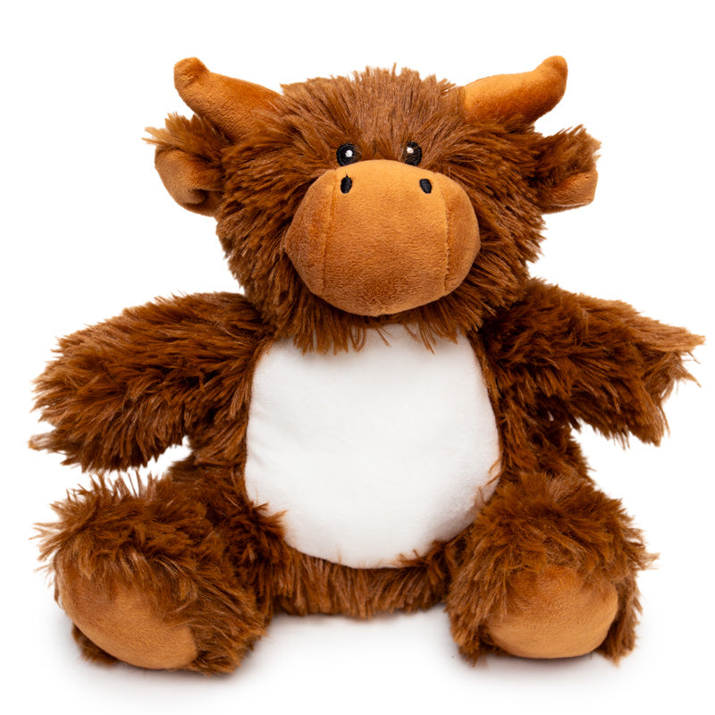 sublimation highland cow plush toy, sublimation blanks, dye sublimation supplies, highland cow toys, personalised gifts