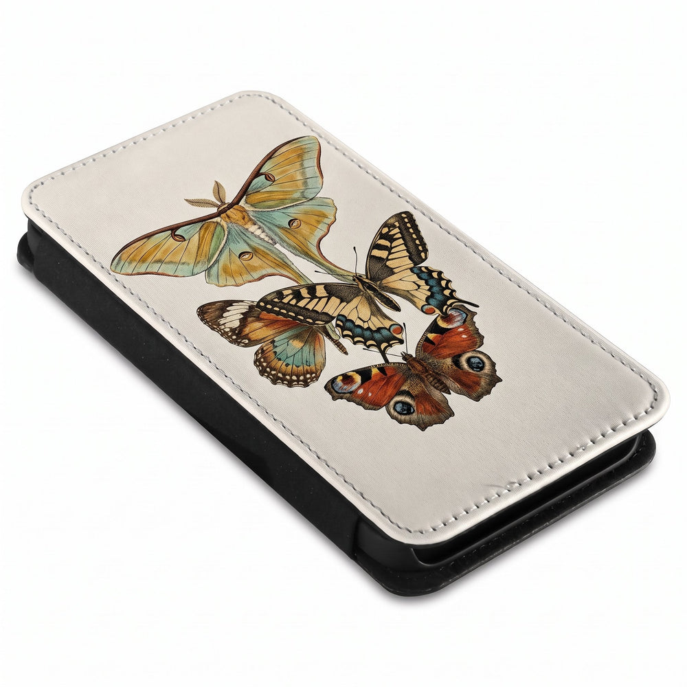 iPhone 14 Plus phone case printed with a vintage natural-history specimen layout design