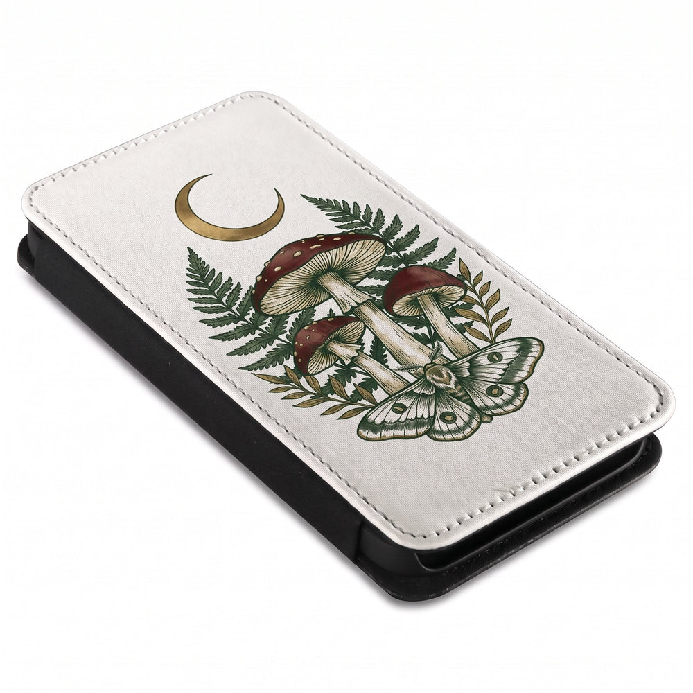 iPhone 14 Pro phone case printed with a fine-line crescent moon design