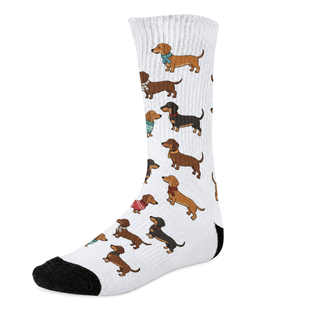 Men's sublimation sport socks printed with illustrated dachshund dogs