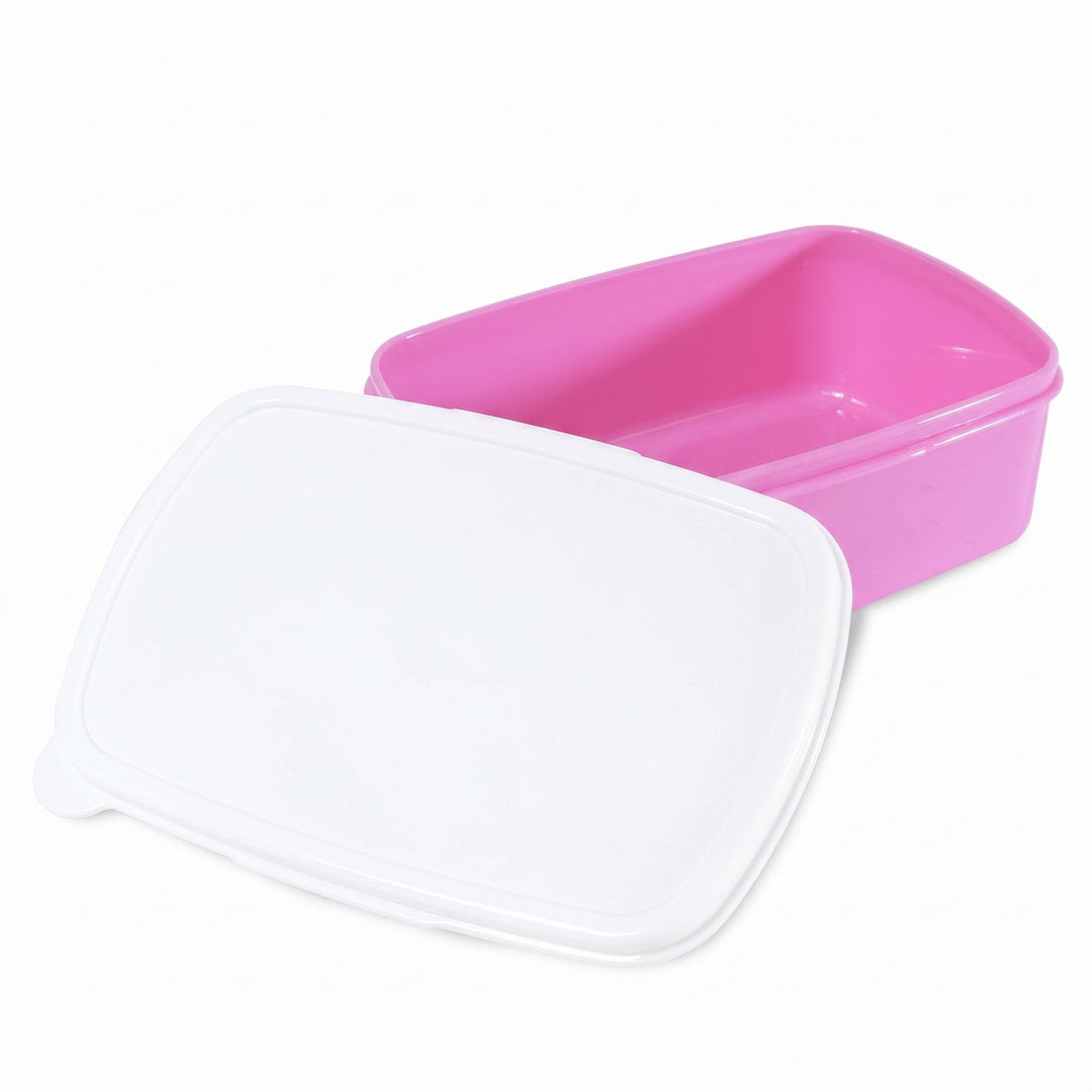 Pink plastic lunch box, blank