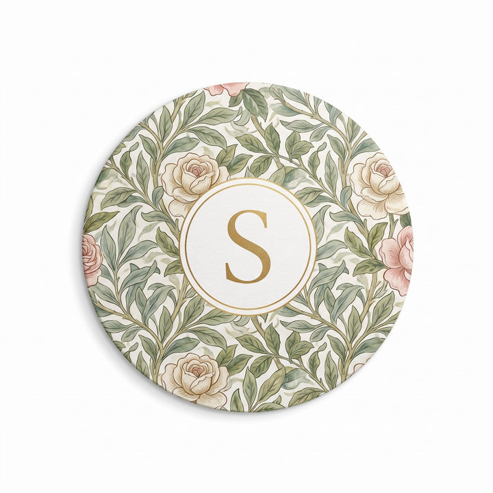 Spare insert for round sublimation compact mirror printed with a William Morris-style willow-bough pattern