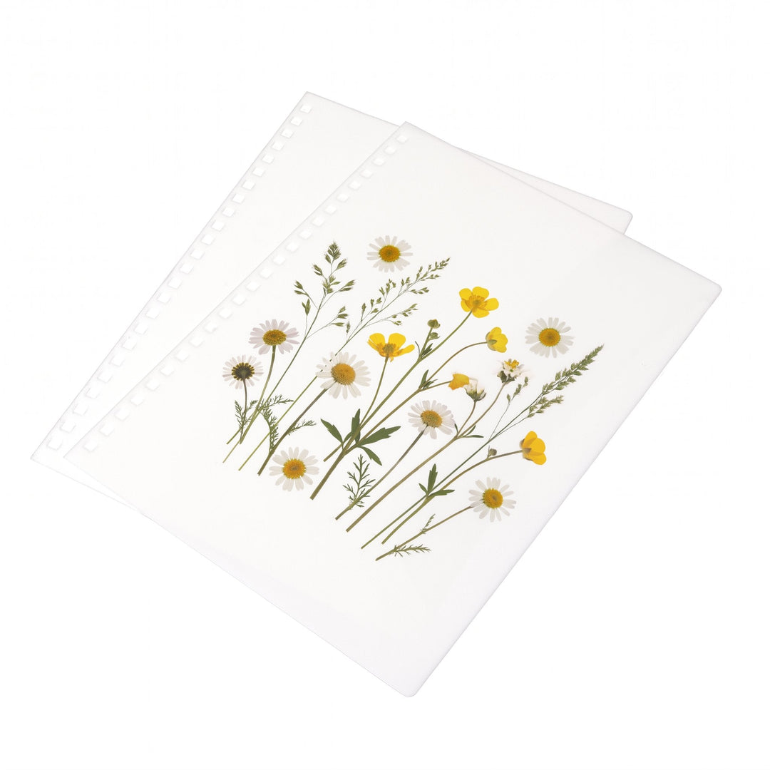 Spare plastic covers for the A5 notebooks printed with pressed wildflowers