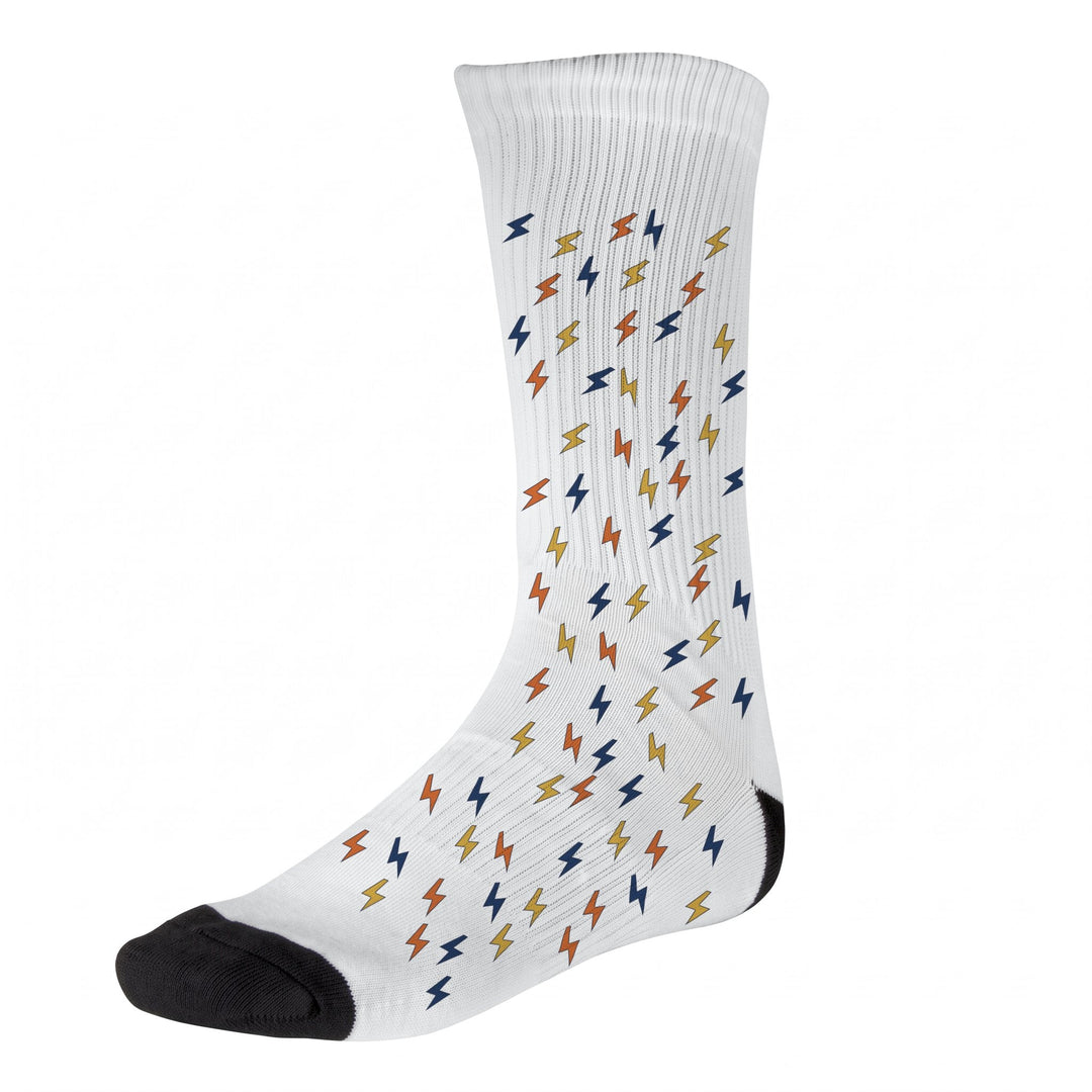 Sublimation sports socks for men printed with retro lightning bolts