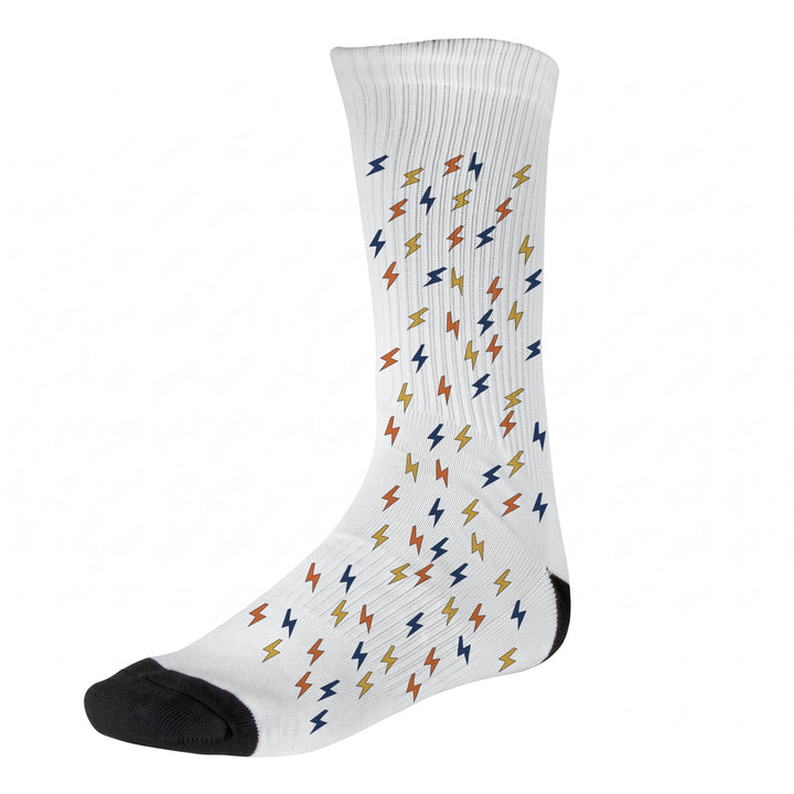Sublimation sports socks for men printed with retro lightning bolts