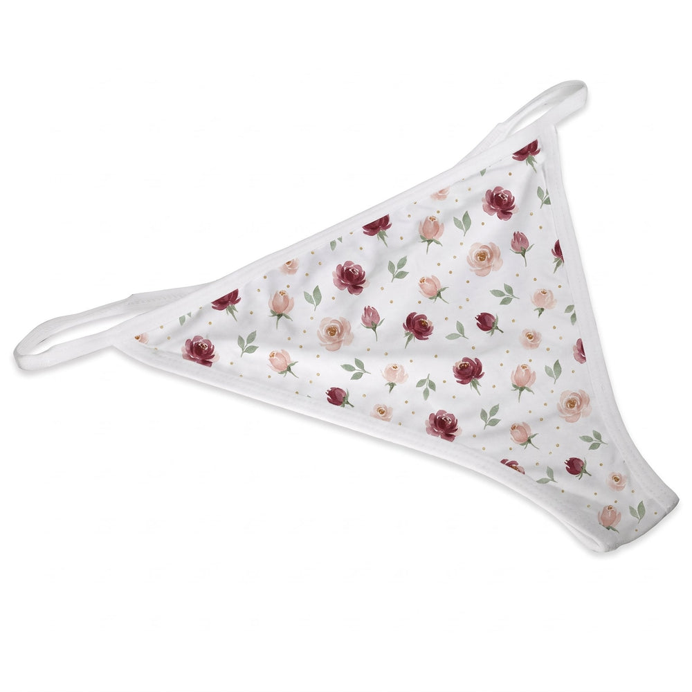 T-Back underwear for women printed with a scatter of watercolour rosebuds