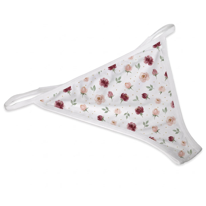 T-Back underwear for women printed with a scatter of watercolour rosebuds