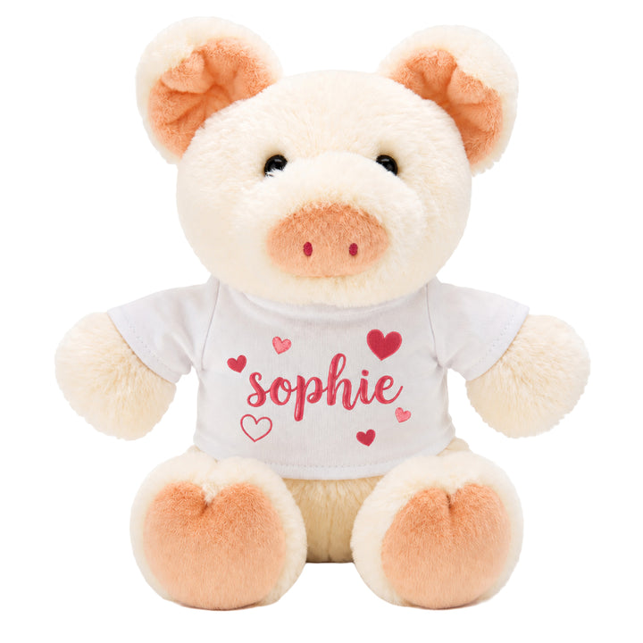 White Pig Plush Toy With Sublimation T-Shirt