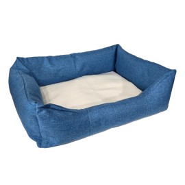 Linen Pet Bed - Small Blue