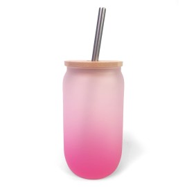 13oz Gradient Purple Glass Tumbler with Bamboo Lid