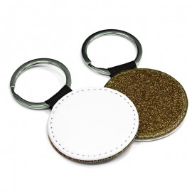 Round Gold PU Leather Keyring